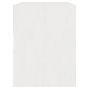 Comodino Bianco 40x31x40 cm in Legno Massello di Pino 808065