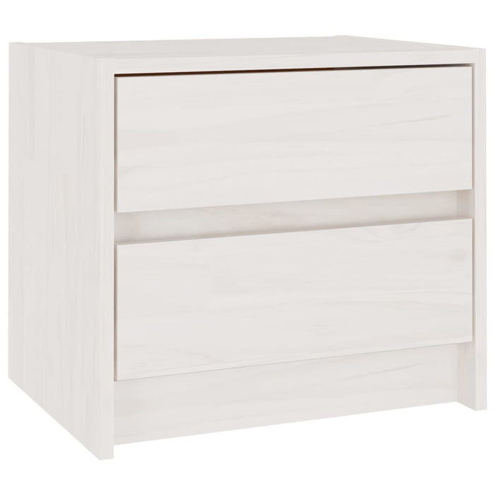 Comodino Bianco 40x30,5x35,5 cm in Legno Massello di Pino 808075
