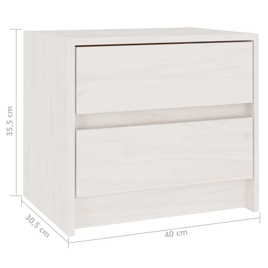 Comodini 2 pz Bianchi 40x30,5x35,5 cm in Legno Massello di Pino cod mxl 30813