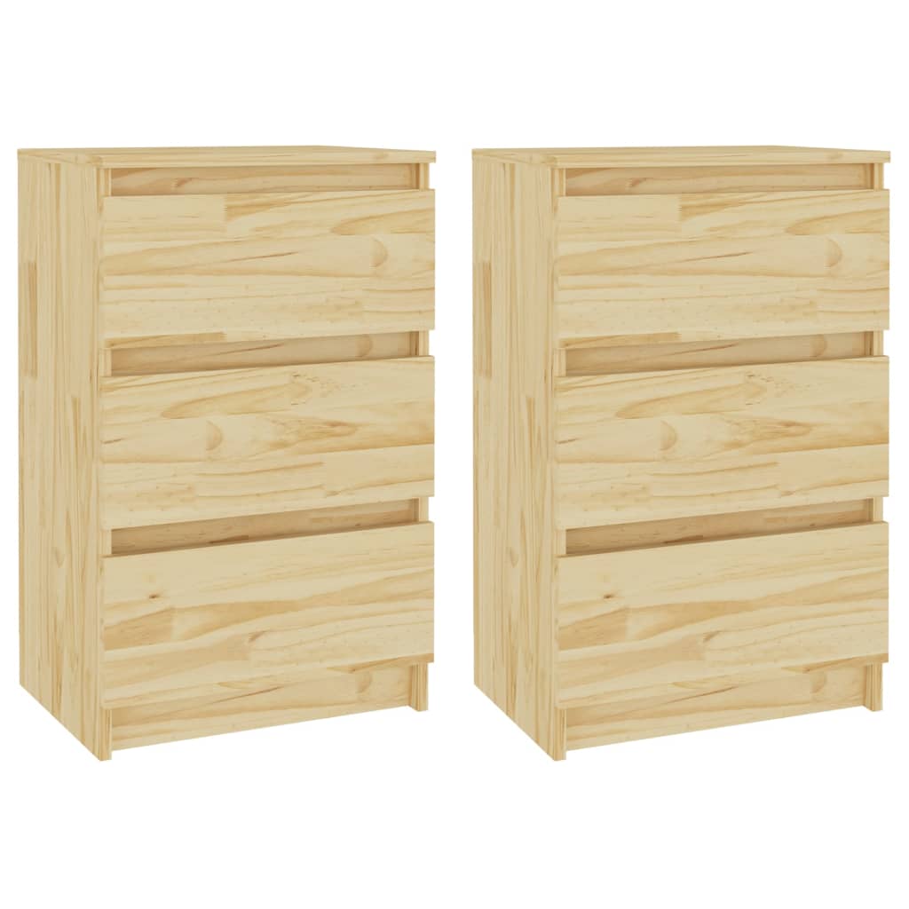 Comodini 2 pz 40x29,5x64 cm in Legno Massello di Pino 808084