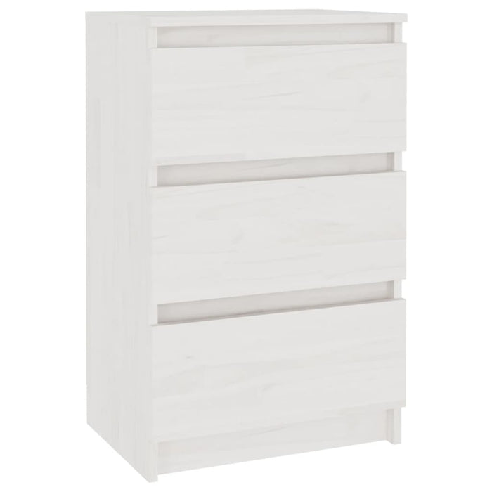 Comodino-Tavolino da notte Bianco 40x29,5x64 cm in Legno Massello di Pino