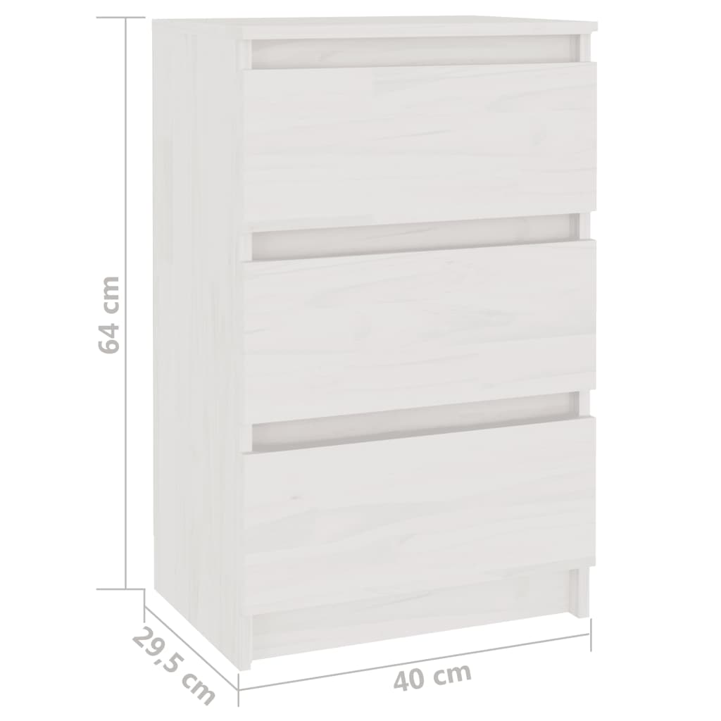 Comodini 2 pz Bianchi 40x29,5x64 cm in Legno Massello di Pino 808086
