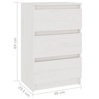Comodini 2 pz Bianchi 40x29,5x64 cm in Legno Massello di Pino 808086