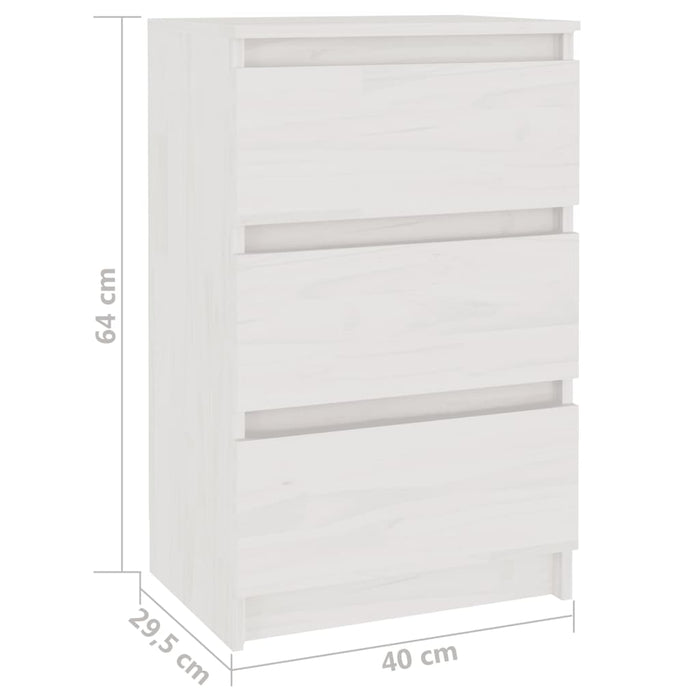 Comodini 2 pz Bianchi 40x29,5x64 cm in Legno Massello di Pino 808086