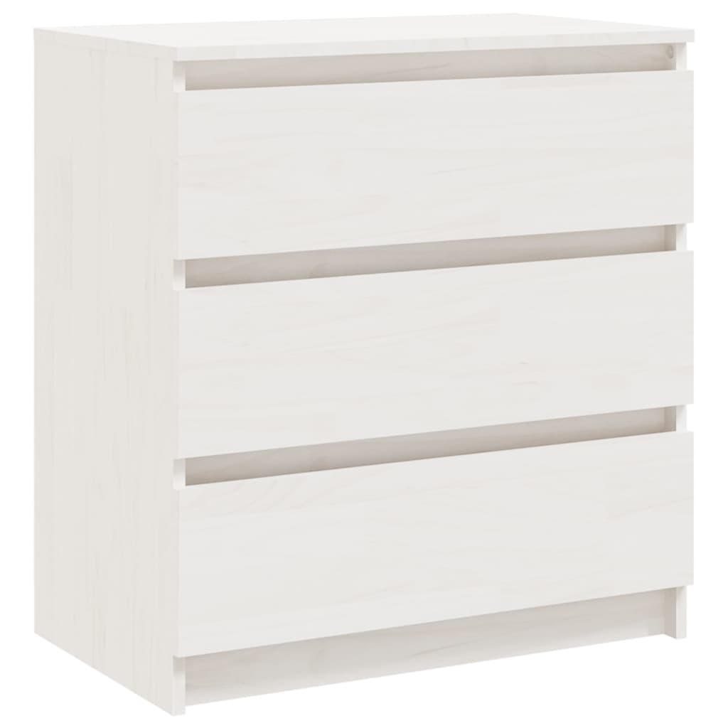 Comodino Bianco 60x36x64 cm in Legno Massello di Pino 808094