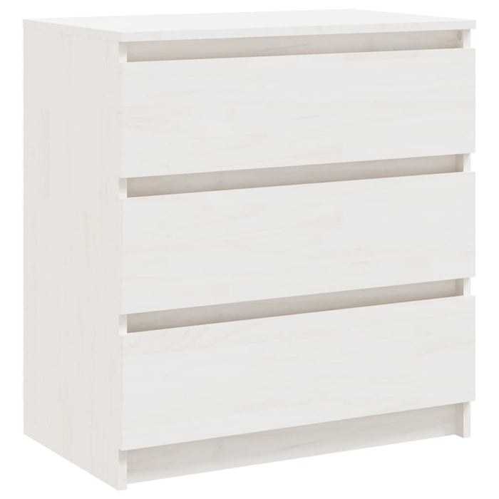 Comodino Bianco 60x36x64 cm in Legno Massello di Pino 808094