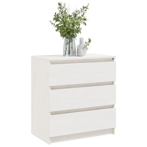 Comodino Bianco 60x36x64 cm in Legno Massello di Pino 808094