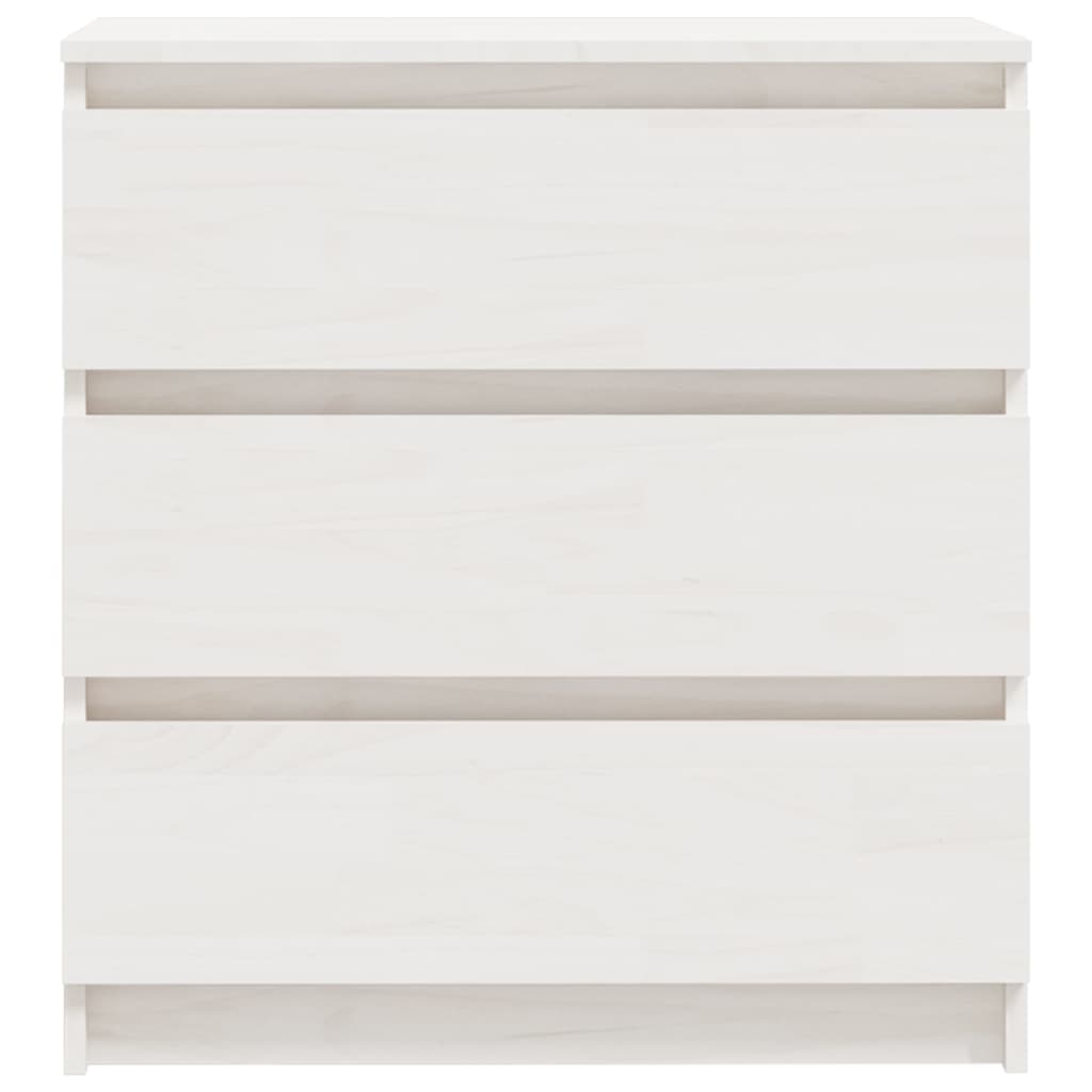Comodino Bianco 60x36x64 cm in Legno Massello di Pino 808094