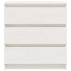 Comodino Bianco 60x36x64 cm in Legno Massello di Pino 808094