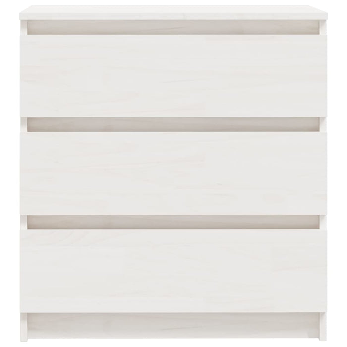 Comodino Bianco 60x36x64 cm in Legno Massello di Pino 808094