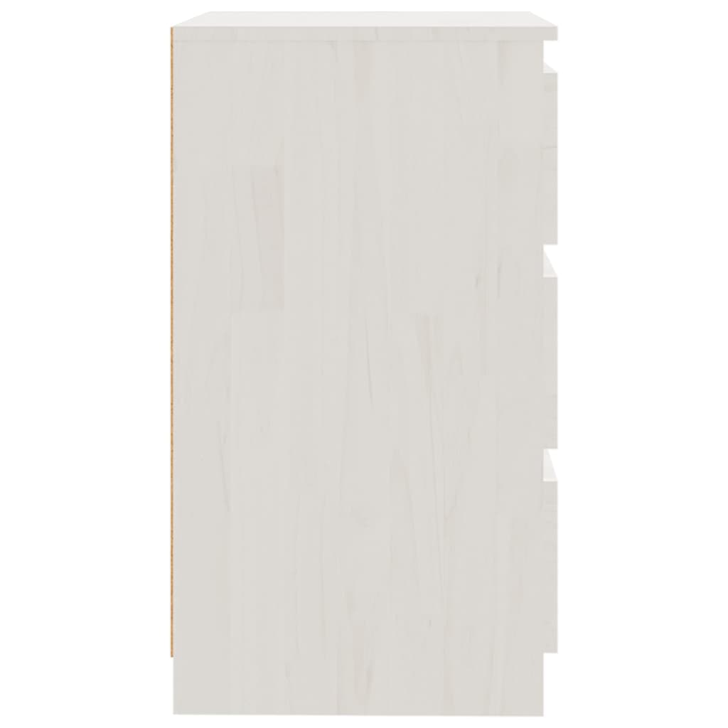 Comodino Bianco 60x36x64 cm in Legno Massello di Pino 808094