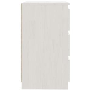 Comodino Bianco 60x36x64 cm in Legno Massello di Pino 808094