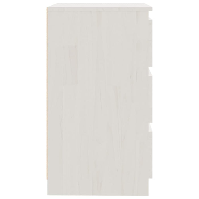 Comodino Bianco 60x36x64 cm in Legno Massello di Pino 808094