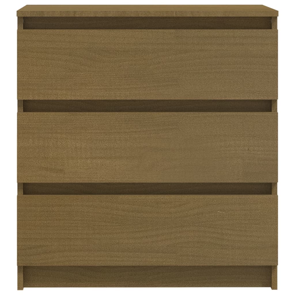 Comodino Marrone Ambrato 60x36x64 cm in Legno Massello di Pino 808096