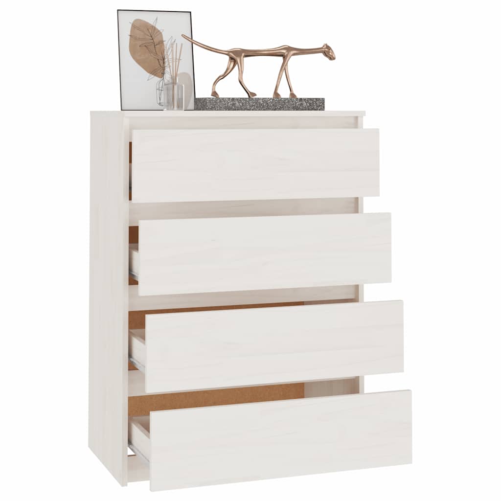 Credenza Bianca 60x36x84 cm in Legno Massello di Pino 808104