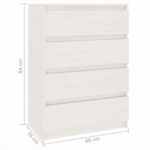 Credenza-Buffet-Armadio da cucina Bianca 60x36x84 cm in Legno Massello di Pino