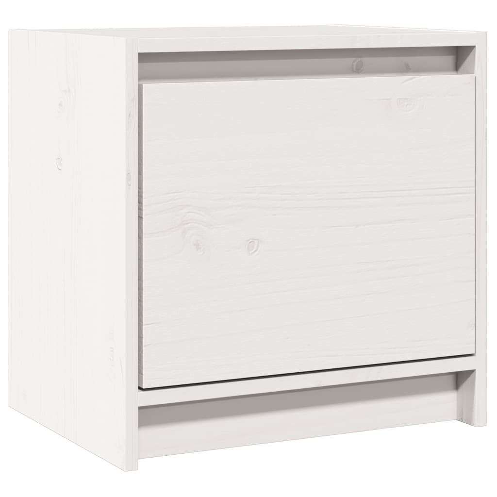 Comodino-Tavolino da notte Bianco 40x30,5x40 cm in Legno Massello di Pino 405478