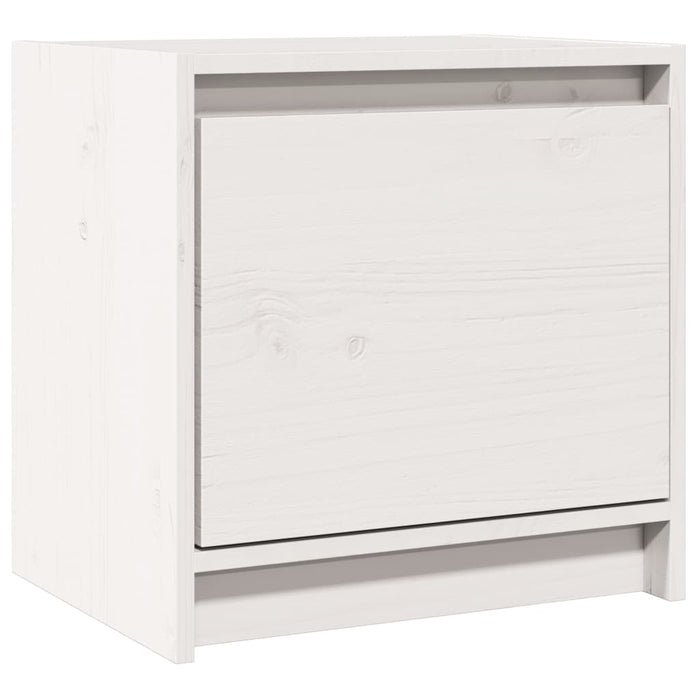Comodino-Tavolino da notte Bianco 40x30,5x40 cm in Legno Massello di Pino 405478