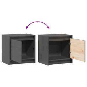 Comodini 2 pz Grigi 40x30,5x40 cm in Legno Massello di Pino 808118