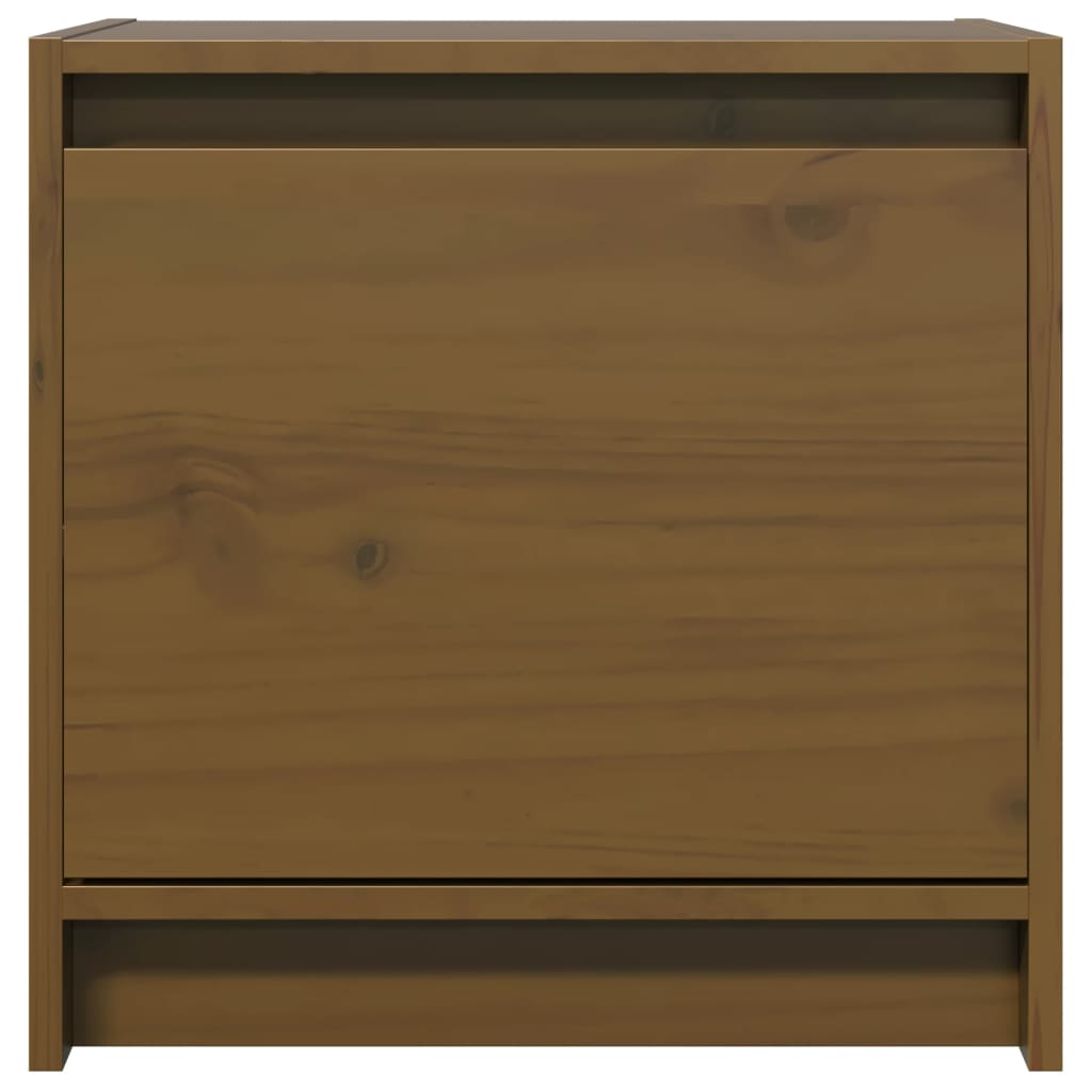 Comodino Marrone Ambra 40x30,5x40 cm in Legno Massello di Pino 808119