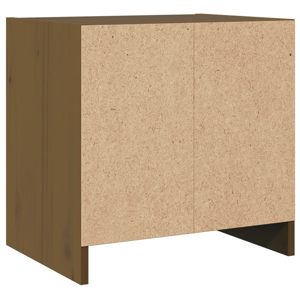 Comodino Marrone Ambra 40x30,5x40 cm in Legno Massello di Pino 808119