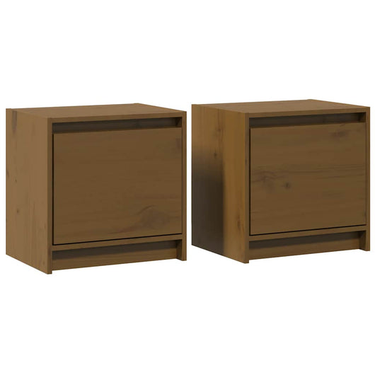 Comodini 2 pz-Set di 2 Tavolino da notte Ambra 40x30,5x40 cm in Legno Massello di Pino