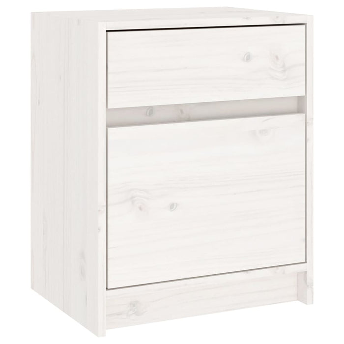 Comodino Bianco 40x31x50 cm in Legno Massello di Pino 808125