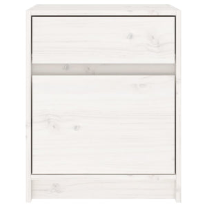 Comodino Bianco 40x31x50 cm in Legno Massello di Pino 808125