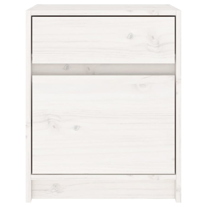 Comodino Bianco 40x31x50 cm in Legno Massello di Pino 808125