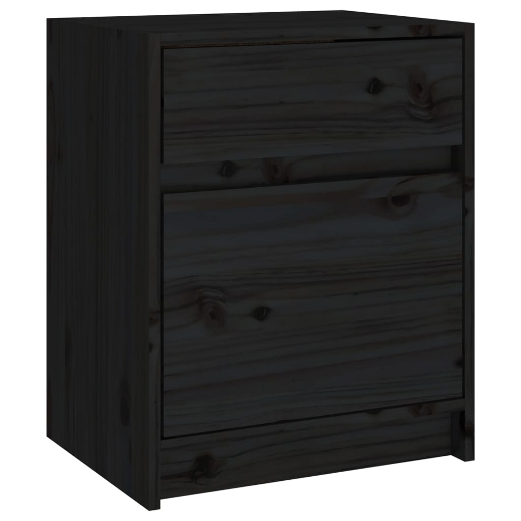 Comodini 2 pz Neri 40x31x50 cm in Legno Massello di Pino cod mxl 30925