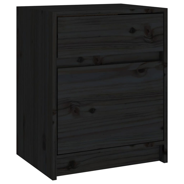 Comodini 2 pz Neri 40x31x50 cm in Legno Massello di Pino cod mxl 30925