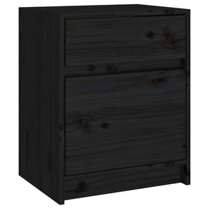 Comodini 2 pz Neri 40x31x50 cm in Legno Massello di Pino 808132
