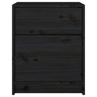 Comodini 2 pz Neri 40x31x50 cm in Legno Massello di Pino 808132