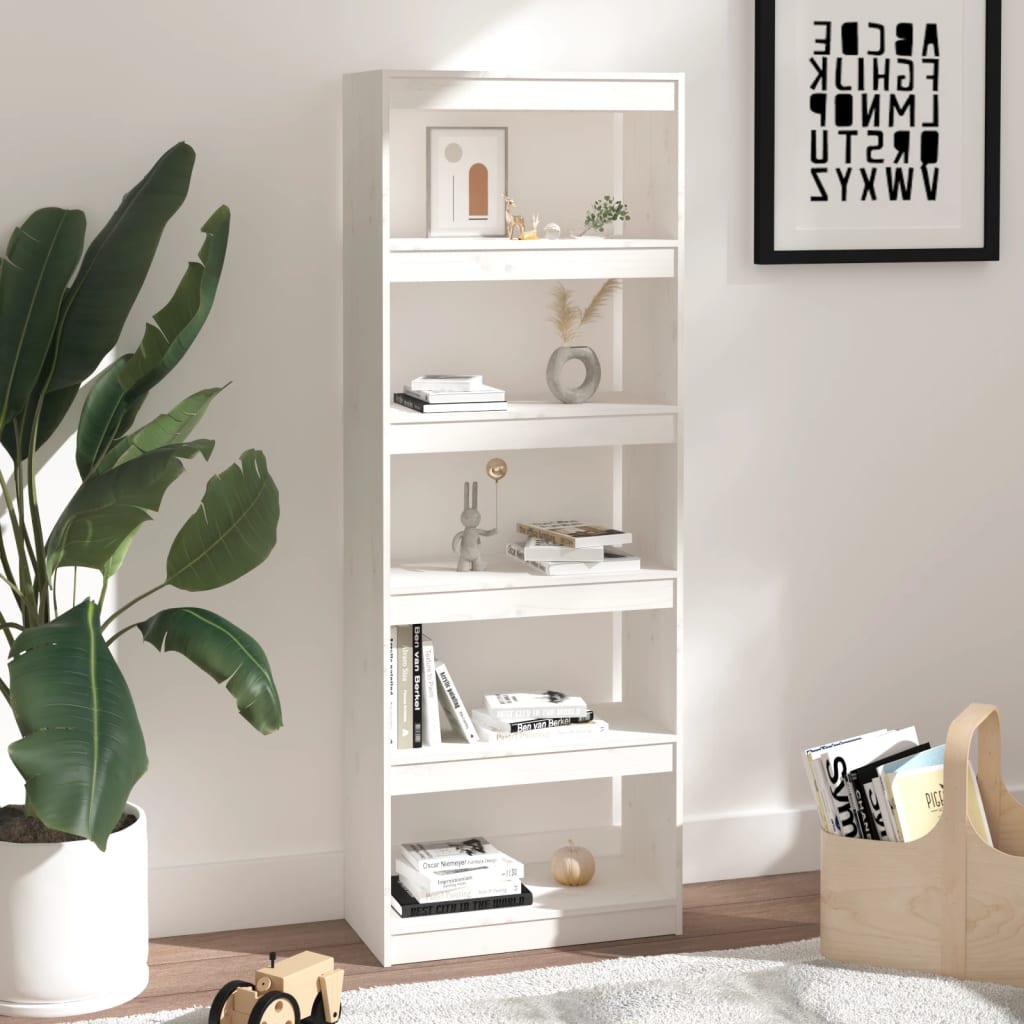 Libreria/Divisorio Bianco 60x30x167,5 cm in Massello di Pino 808174