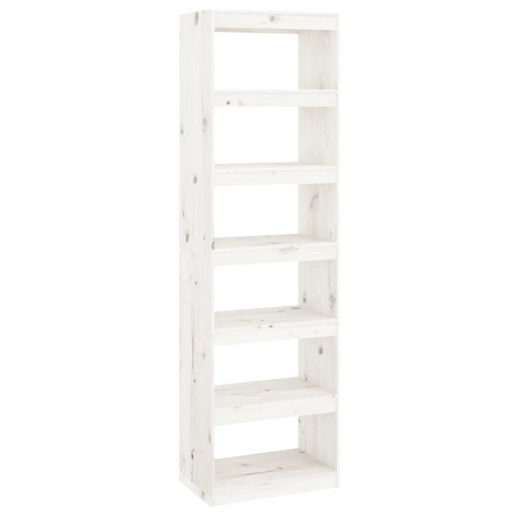 Libreria/Divisorio Bianco 60x30x199,5 cm Legno Massello di Pino 808179