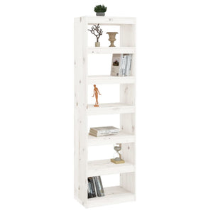 Libreria/Divisorio Bianco 60x30x199,5 cm Legno Massello di Pino 808179