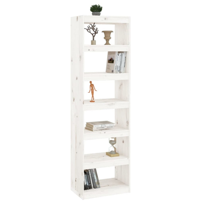 Libreria/Divisorio Bianco 60x30x199,5 cm Legno Massello di Pino 808179