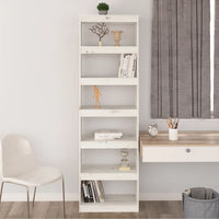 Libreria/Divisorio Bianco 60x30x199,5 cm Legno Massello di Pino 808179