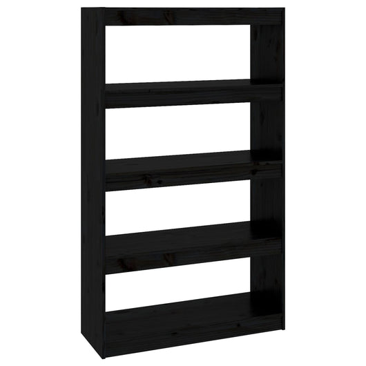 Libreria/Divisorio Nero 80x30x135,5cm in Legno Massello di Pino 808197