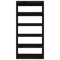Libreria/Divisorio Nero 80x30x167,4 cm Legno Massello di Pino