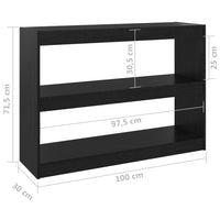 Libreria/Divisorio Nero 100x30x71,5cm in Legno Massello di Pino cod mxl 22636