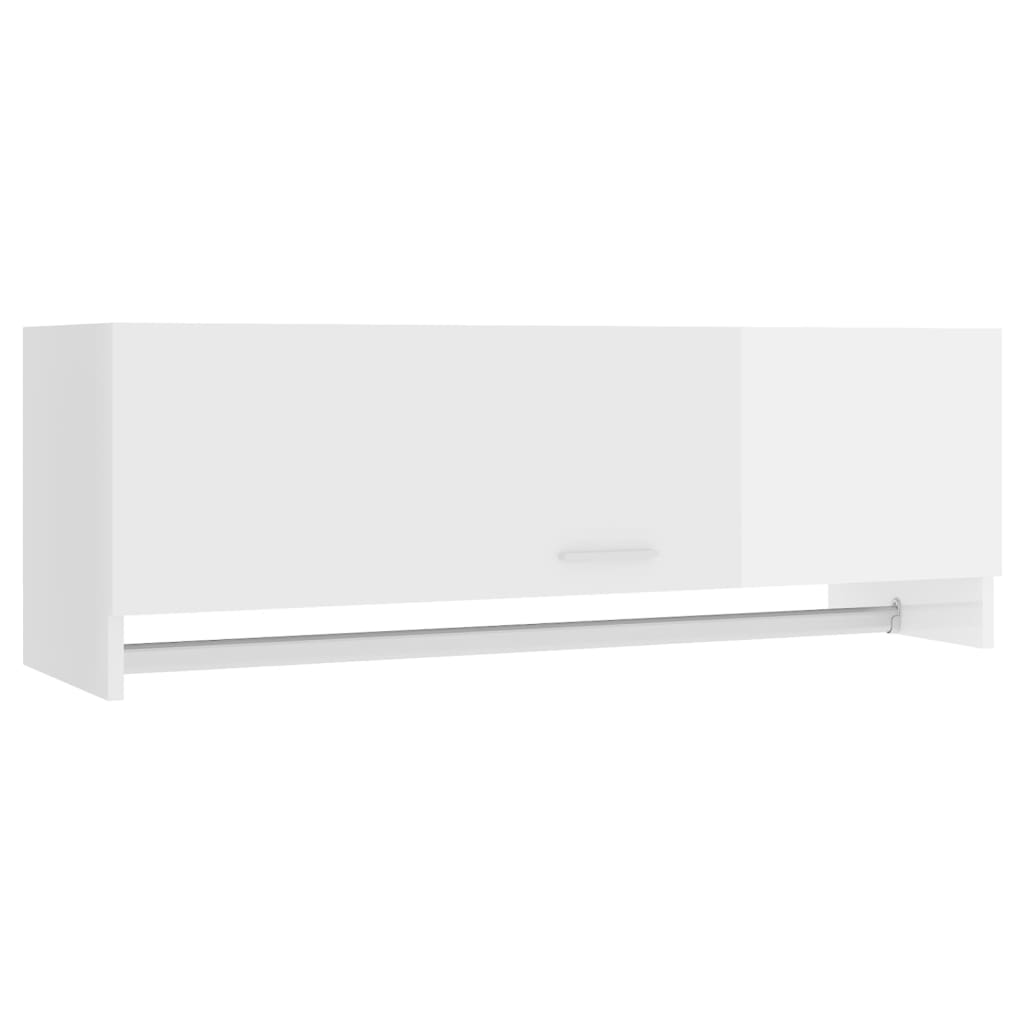 Armadio Bianco Lucido 100x32,5x35 cm in Legno Multistrato 808239