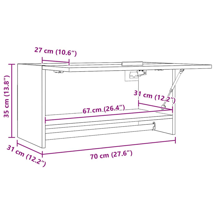 Armadio Nero 70x32,5x35 cm in Legno Multistrato 808243