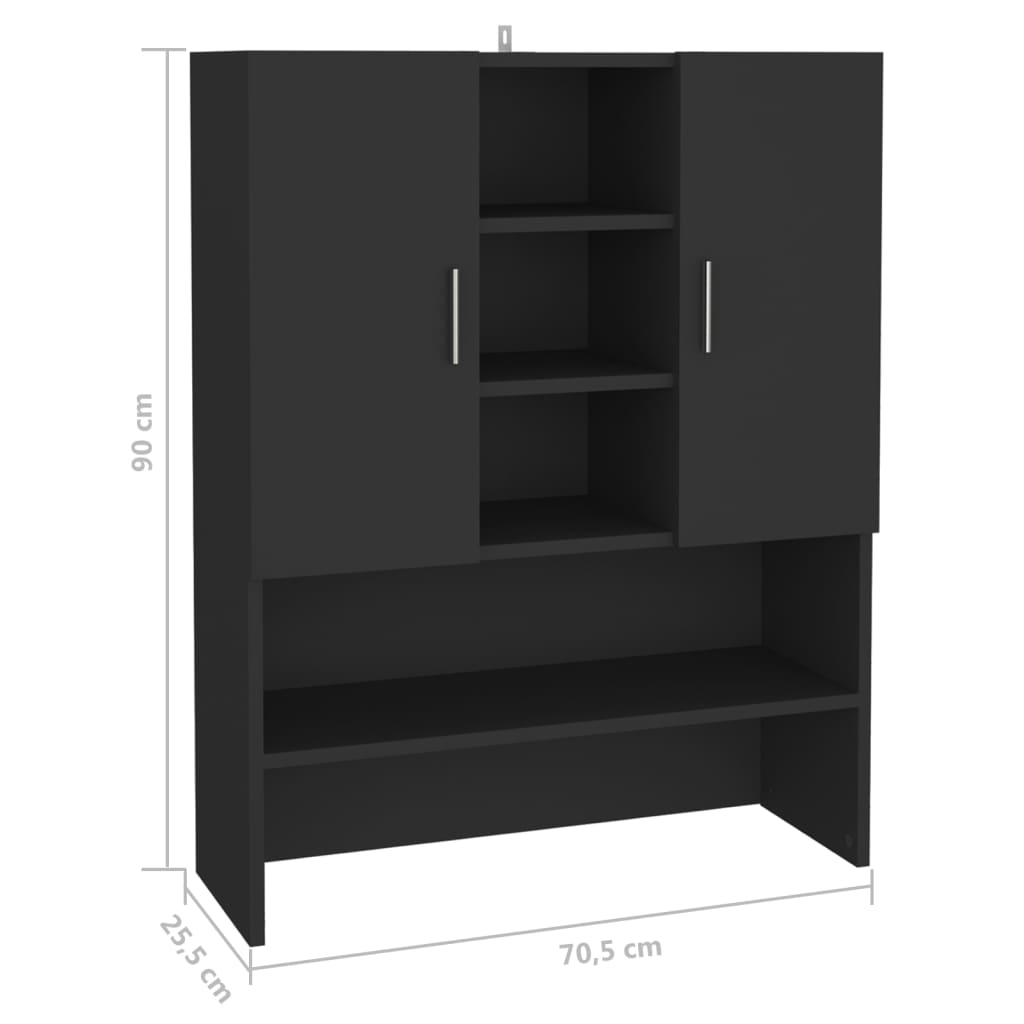 Mobile per Lavatrice Nero 70,5x25,5x90 cm 808387