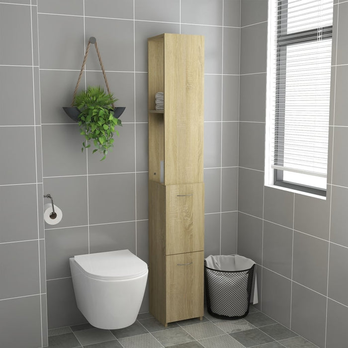 Armadietto Bagno Rovere Sonoma 25x26,5x170 cm Legno Multistrato 808434