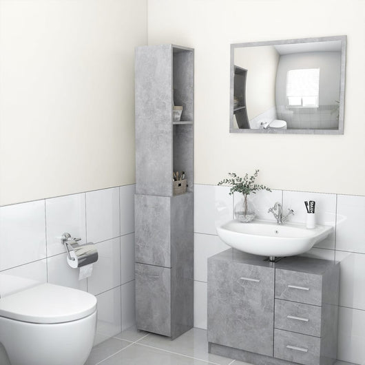 Armadio da Bagno Grigio Cemento 25x25x170 cm in Truciolato cod mxl 11781