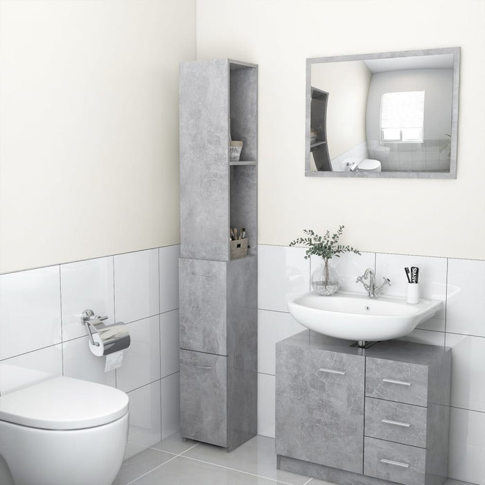 Armadio da Bagno Grigio Cemento 25x25x170 cm in Truciolato cod mxl 11781