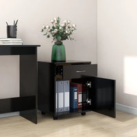Mobiletto con Rotelle Nero 45x38x54cm in Legno Multistrato 808441