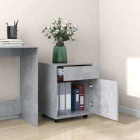 Mobiletto con Ruote Grigio Cemento 45x38x54cm Legno Multistrato 808444