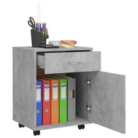 Mobiletto con Ruote Grigio Cemento 45x38x54cm Legno Multistrato 808444